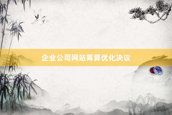 企业公司网站筹算优化决议